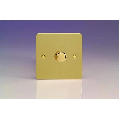 Image of HFB3 Varilight Ultra Flat Plate Brushed Brass 1 Gang 400W Dimmer Light Switch
