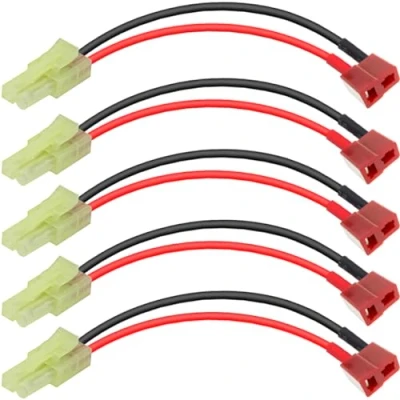 Image of EatPitaya T Plug Female to Mini Tamiya Male Cable, Deans Style Battery Connector 10cm/3.93in ESC adapter 14AWG Flexible Silicone Lipo Charge Cable 5pcs