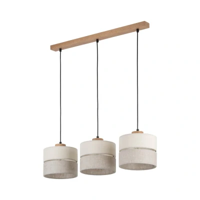 Image of Eco Bar Pendant Ceiling Light Beige, Linen 3xE27
