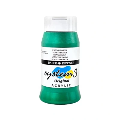 Image of Daler Rowney System3 Acrylic Paint, Plastic Pot, 16.91oz 500 ml, Emerald