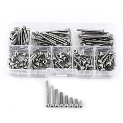 Image of 160pcs 304 Stainless Steel Metric Thread Hex Socket Cover Head Screws s with Storage Box, M3 x 6/8/10/12/16/20/25/30mm
