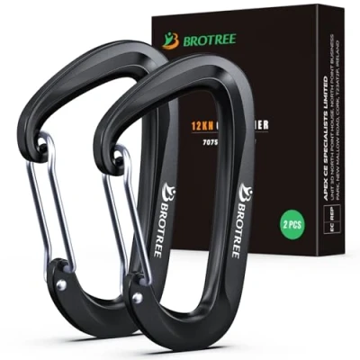 Image of BROTREE 12KN Carabiner Clips Heavy Duty Carabiners for Hammock, Camping, Hiking, Backpack and More (2 or 4 Packs)