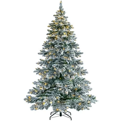 Image of WeRChristmas Pre Lit Snow Flocked Alpine Christmas Tree, White, 7 ft