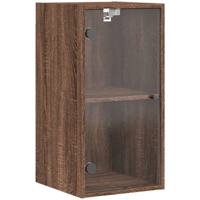Image of vidaXL Wall Cabinet with Glass Doors Brown Oak 35x37x68.5 cm