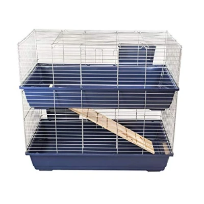 Image of KCT Double Level 100cm Indoor Cage Pet Animal Rabbit Guinea Pig Hutch Dark Blue