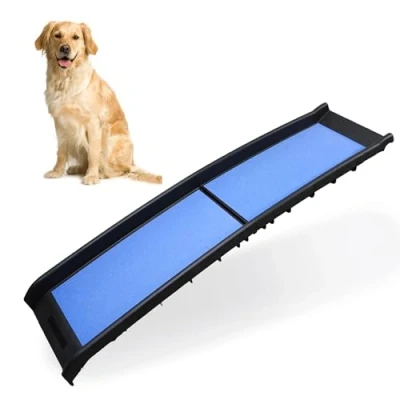 Image of DIVCHI Pet Ramp Anti Slip Dog Ramps Lightweight &amp; Portable Plastic Car Foldable Pets (Blue)