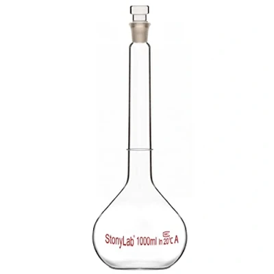 Image of stonylab Glass Volumetric Flask Class A with Stopper, Borosilicate Heavy Wall Tolerance (1000 ml)