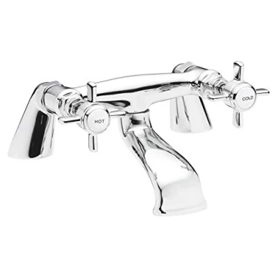 Image of nuie I328X Beaumont Traditional Bathroom Crosshead Handle Bath Filler Tap, 100 x 220 180mm, Chrome