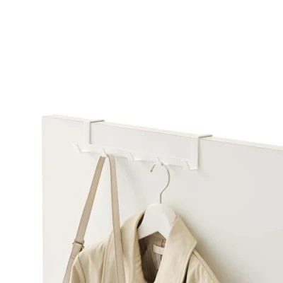 Image of YAMAZAKI 7649 Smart Over The Door Rack Wide, White, Steel, Minimalist, 30 x 7 6 cm