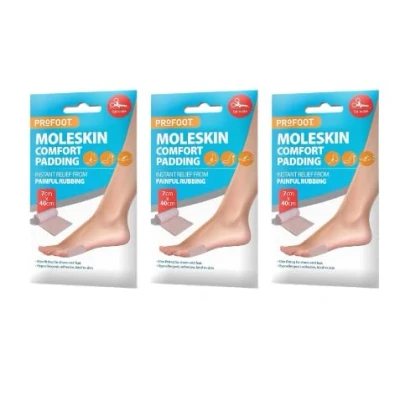 Image of MM Profoot Moleskin Roll Instant Protection for The Foot from Rubbing Footcare (Pack of 3)
