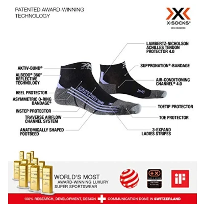 Image of X Socks Run Discovery Women Running Marathon Jogging Black/Stone Grey Melange, 41/42