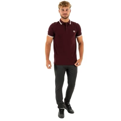 Image of POLO UOMO FRED PERRY DOPPIA RIGA OXBLOOD