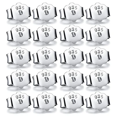Image of 20Pcs 2.6 * 5.8mm Earring Backs, 925 Silver Backs Safety Butterfly Replacement Secure Ear Lockings, Not Easy to Fade, for Women&#039;s DIY