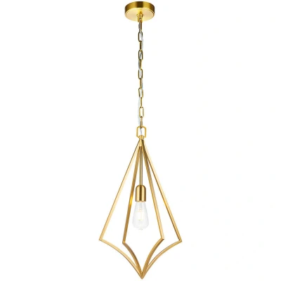 Image of Feiss Nico Wire Frame Pendant Ceiling Light Burnished Brass