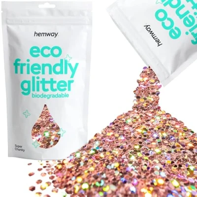 Image of Biodegradable Glitter Rose Gold Holographic Eco Friendly Plant Based Bio Super Chunky for Face Body Hair Craft Resin Festival Makeup Eyeshadow 100g / 3.5oz