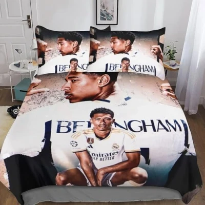Image of EOASNRTCB Jude Bellingham 3D Printed Duvet Cover with Pillowcases Bedding Set Zipper Closure Hypoallergenic Soft Microfiber Quilt Double（200x200cm）
