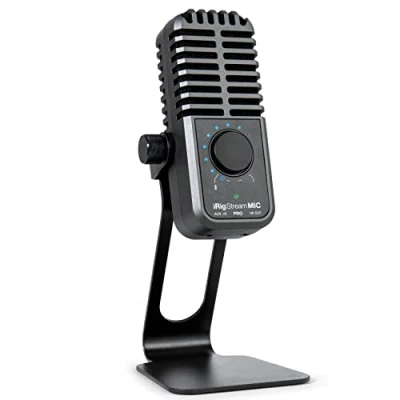 Image of IK Multimedia iRig Stream Mic Pro, Condenser Microphone with Integrated Audio Interface for iPhone, iPad, Android, USB Computer, Mac, Windows PC, ideal Podcast, Recording, Singing and Gaming
