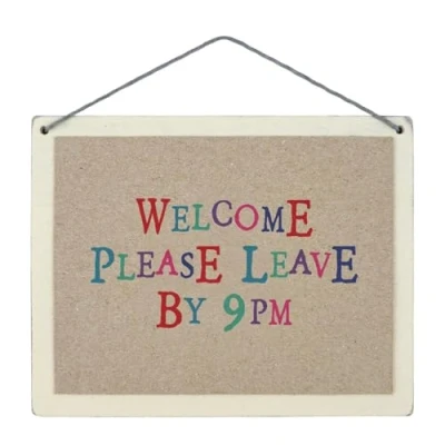 Image of East of India Sign Welcome Please Leave By 9pm Wooden Plaque Home Decoration Hanging Ornament