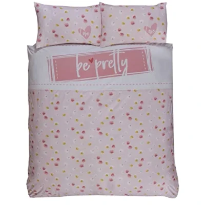 Image of Rapport Home Be Pretty Duvet Cover Set, Polycotton, Pink, Single