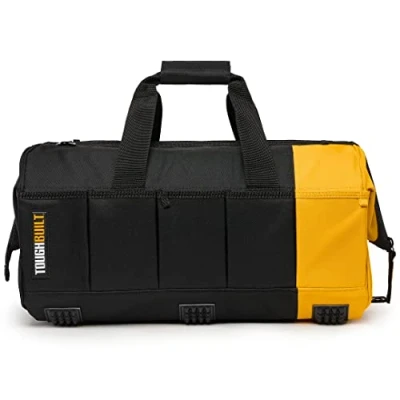 Image of ToughBuilt 20&quot; Massive Mouth Tool Bag 51 Pockets &amp; Loops, Heavy duty, Rigid Hard Body Lining, Zipper Lock Wide Storage/Organizer Box, Plastic lined External Pocket (TB 60 20 UK)