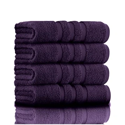Image of GC GAVENO CAVAILIA Premium Hand Towels For Bathroom Egyptian Cotton Towel Set 550 GSM of 2, Purple