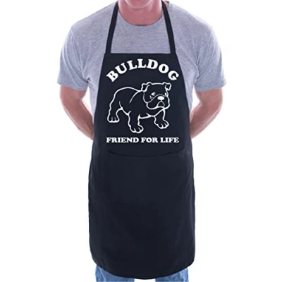 Image of Print4U Bulldog Dog Lover BBQ Cooking Funny Novelty Apron Black