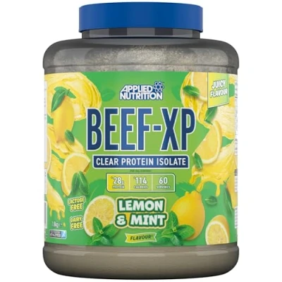 Image of Applied Nutrition Beef XP Clear Hydrolysed Protein Isolate, Fruit Juice Style, Dairy Free Powder, Lactose Free, Zero Sugar, Low Fat, 1.8kg 60 Servings (Lemon &amp; Mint)
