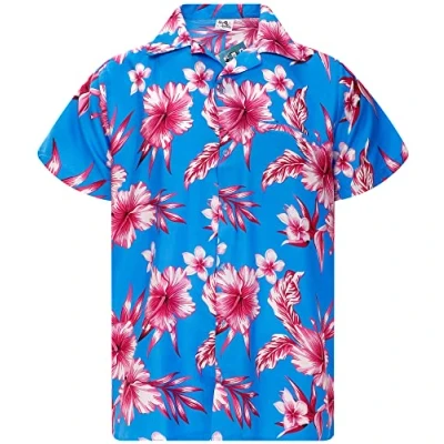 Image of King Kameha Men&#039;s Hawaiian Shirt Button Up Beach Wear Tropical Flowers Quick Dry Caribbean, Mono Flowers, Turquoise Pink, XL