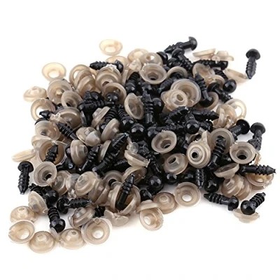 Image of 100Pcs Black Plastic Doll Safety Eyes with Washer Stuffed Crochet DIY Craft Animal Making for Amigurumi Crafts Puppet Plush 9mm