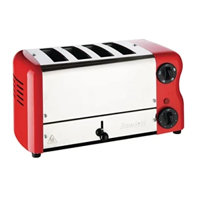 Image of Rowlett 1.8kW Esprit 4 Slot Toaster with 2x Additional Elements &amp; Sandwich Cage Traffic red CH184