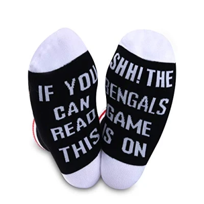 Image of JTOUK Bengals Socks If You Can Read This The Game Is On Football Gift Funny Birthday