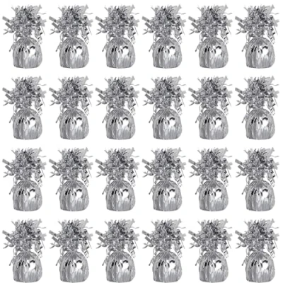 Image of Foil Helium Balloon Weights Pack of 24 Durable &amp; Colourful Silver for Birthdays Parties, Events Celebrations Perfect Weight Holders
