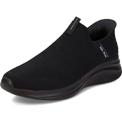Image of Skechers Men&#039;s Ultra Flex 3.0 Smooth Step Sneaker, Black Knit Trim, 6.5 UK