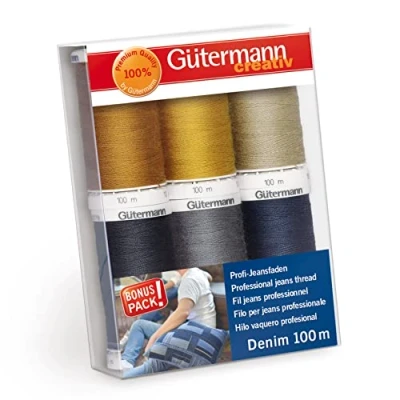 Image of Gütermann Assorted Colours Denim (100m) Sewing Thread Set 6 Pieces