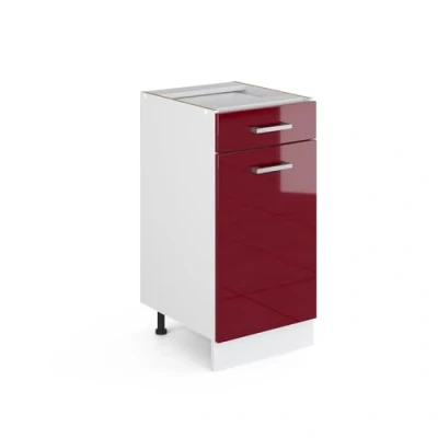 Image of Vicco Kitchen base cabinet Raul, Bordeaux High Gloss/White, 40 cm without worktop
