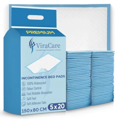 Image of 100 x Incontinence Bed Pads 150x80 cm Disposable for Extra Large Size ( 5 Packs of 20 )