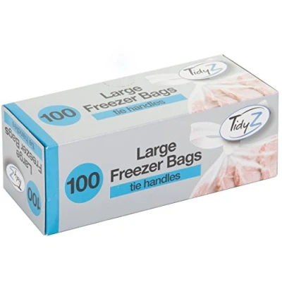 Image of Pack of 100 Medium Freezer Bags Storage with Tie Handles