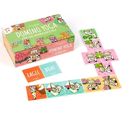 Image of Myga Yoga Dominoes Kids Domino Set with 8 Poses for Exercise &amp; Mindfulness Matching Puzzle Game Children, Yogis Family Fun inspired by Miss Molly