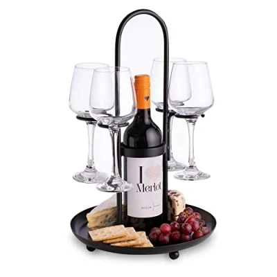 Image of bar@drinkstuff Wine Night Stand with 4 x Glass Holders (Glasses not included)