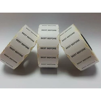 Image of Gato CT4 26mm x 12mm Price Gun Labels White Pre Printed Best Before 20 Rolls 30,000