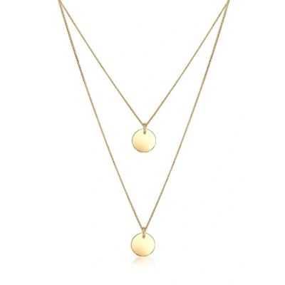 Image of Elli Necklace Layer Look with Geo Minimal Platelet Pendants in 925 Sterling Silver Gold Plated