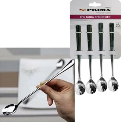 Image of Set of 16 Stainless Steel Latte Long Tea Coffee Spoon SODA ICE Cream Dessert Sundae