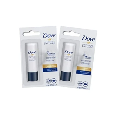 Image of Dove Lip Balm Stick Nourishing Lipcare (2x4,8g) Essential Intensiv Burrocacao Pack of 2