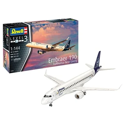 Image of Revell 03883 Embraer 190 &quot;Lufthansa&quot; New Livery 1:144 Scale Unbuilt/Unpainted Plastic Model Kit