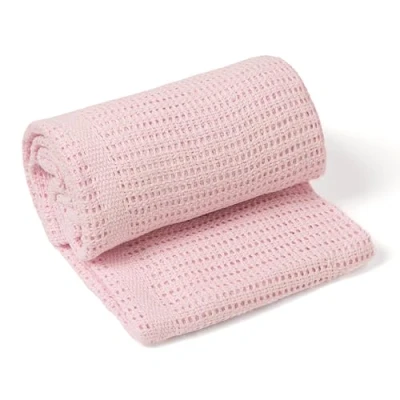 Image of Clair de Lune Soft Cotton Cellular Baby Pram Blanket 90 x 70 cm (Pink)
