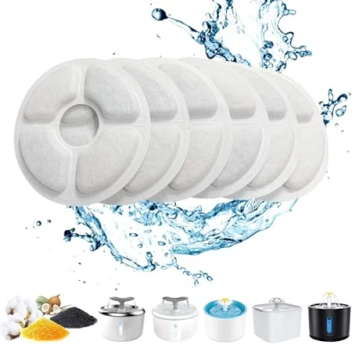 Image of PewinGo Cat Water Fountain Filter, Triple Action Filter 6 Pieces for Replacement with Ion Exchanger Resin, Activated Carbon 2 2.5L