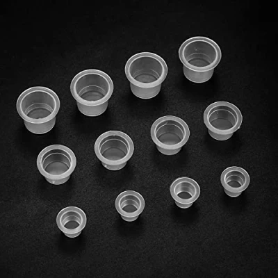 Image of Xiaheipi 400 Pcs Tattoo Ink Cups, Caps Plastic Containers, Clear Pigment Permanent Makeup Cups Container Accessory, 3 Sizes, 10mm/12mm/15mm