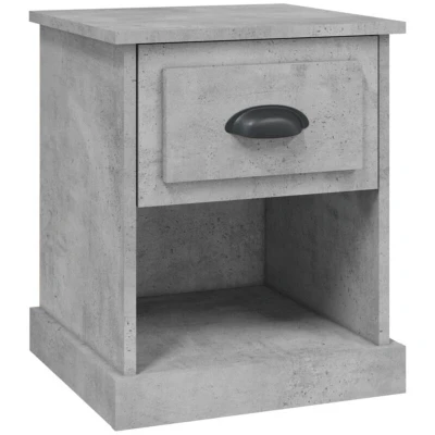 Image of vidaXL Bedside Cabinet Engineered Wood Nightstand, Indoor Home Storage, Multifunctional Side Table Concrete Grey, 39x39x47.5 cm