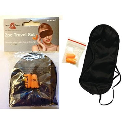 Image of Travel Sleep Eye Mask Sleeping &amp; Ear Plug Set Blind Fold Soft Fabric Ideal for Car Plane Journeys