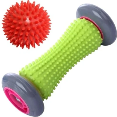 Image of ROMIX Foot Massage Roller for Plantar Fasciitis, Trigger Point Muscle Stick to Relieve Pain and Stress, Recovery Therapy Tool Tight Muscles Feet Hands Arms Legs (Lime, 16 x 6.5 cm)